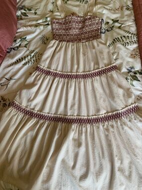 Tiered embroidered midi dress
